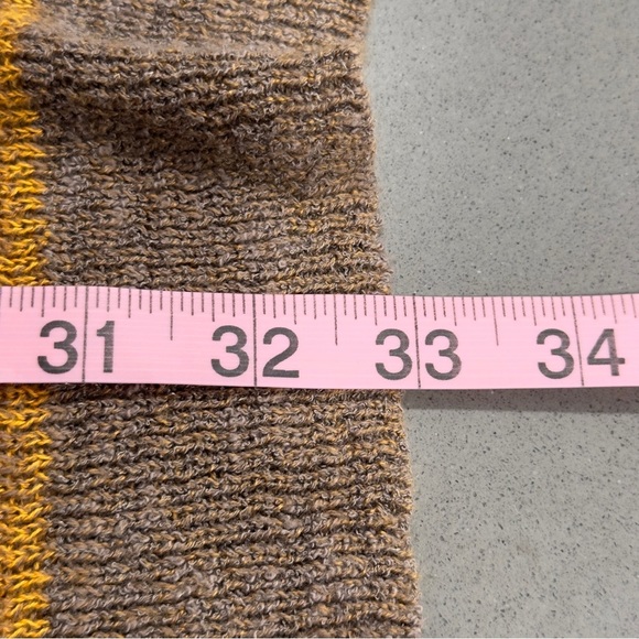 FREE PEOPLE Brown Yellow Stripe Pullover Tunic Oversized Knit Sweater Dress L - Picture 9 of 9